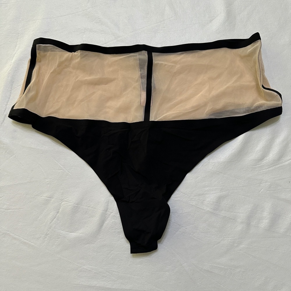 Victoria's Secret High-Waisted Sheer Nude Mesh Thong Womens L Very Sexy Lingerie